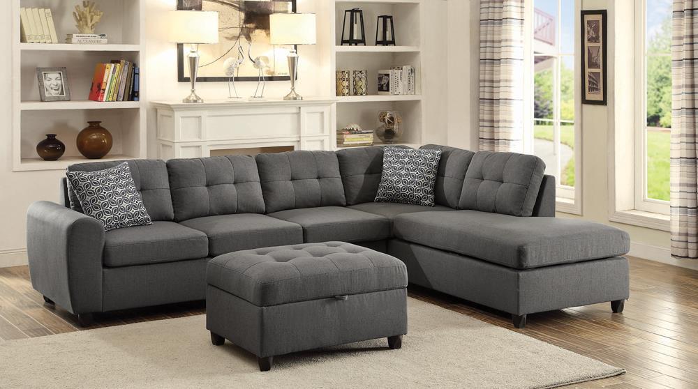 Stonenesse Tufted Storage Ottoman Grey - Luxury Home Furniture (MI)