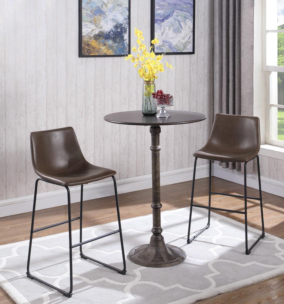 Michelle Armless Bar Stools Two-tone Brown and Black (Set of 2) - Luxury Home Furniture (MI)