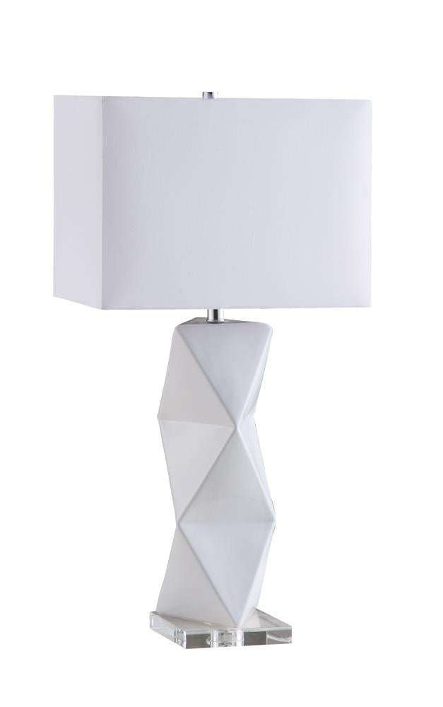 Camie Geometric Ceramic Base Table Lamp White - Luxury Home Furniture (MI)