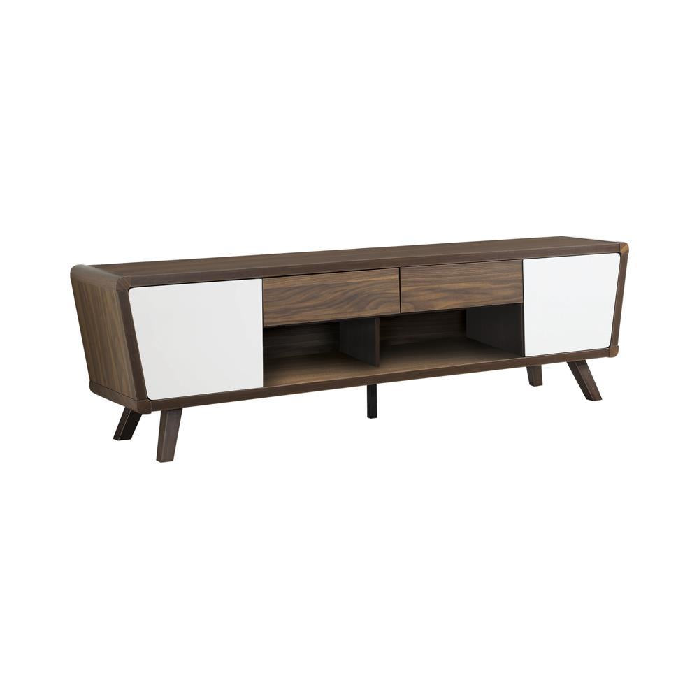 Alvin 2-drawer TV Console Dark Walnut and Glossy White - Luxury Home Furniture (MI)