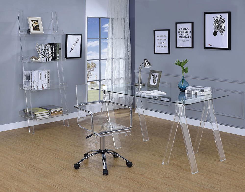 Amaturo 4-shelf Ladder Bookcase Clear - Luxury Home Furniture (MI)