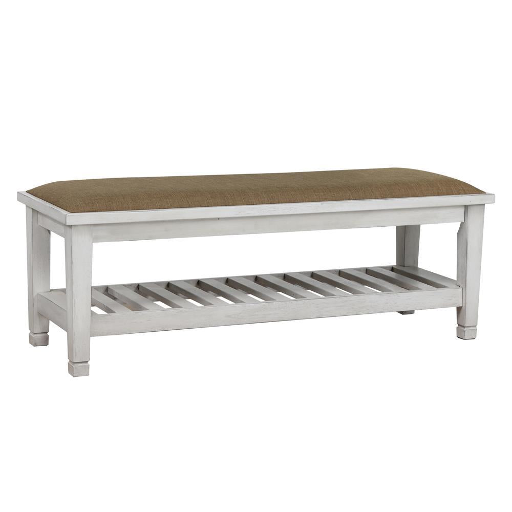Franco Bench Brown and Antique White - Luxury Home Furniture (MI)