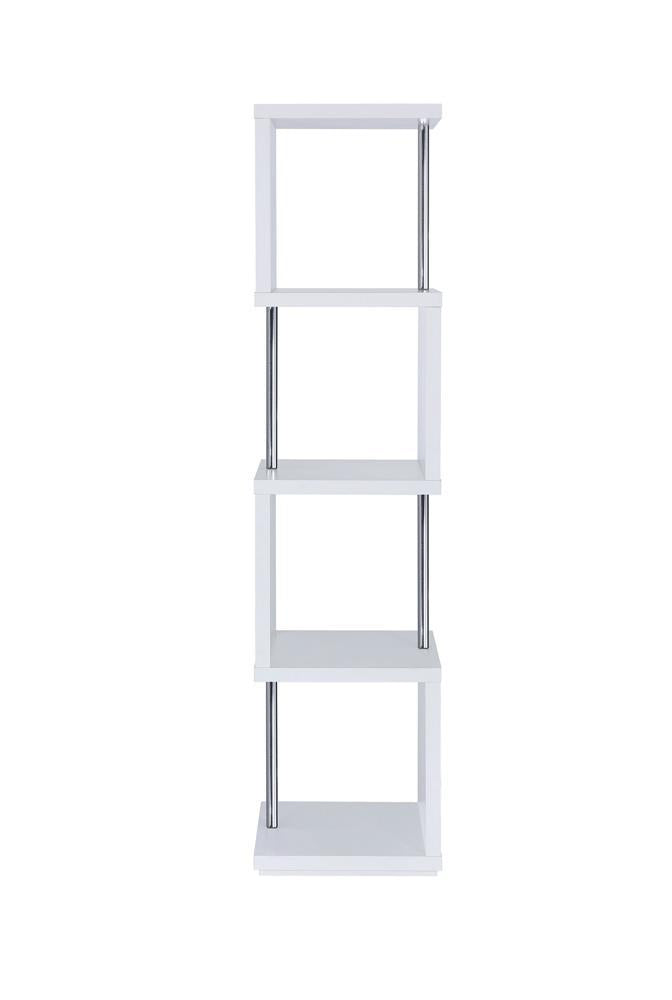 Baxter 4-shelf Bookcase White and Chrome - Luxury Home Furniture (MI)