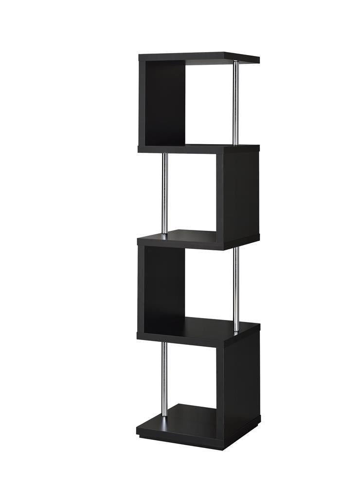 Baxter 4-shelf Bookcase Black and Chrome - Luxury Home Furniture (MI)
