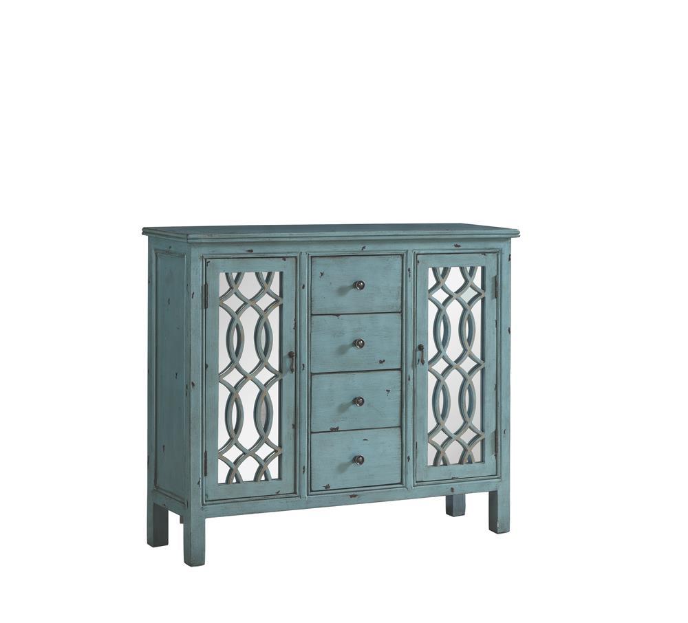 Rue 4-drawer Accent Cabinet Antique Blue - Luxury Home Furniture (MI)
