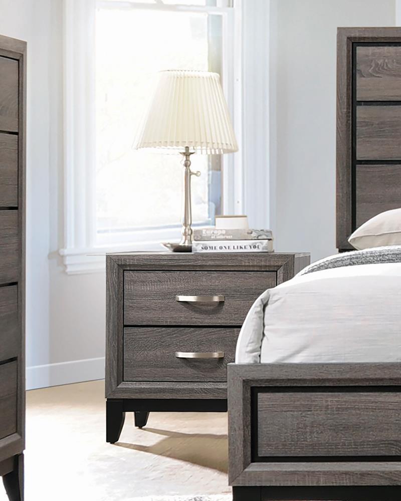 Watson 2-drawer Nightstand Grey Oak and Black - Luxury Home Furniture (MI)