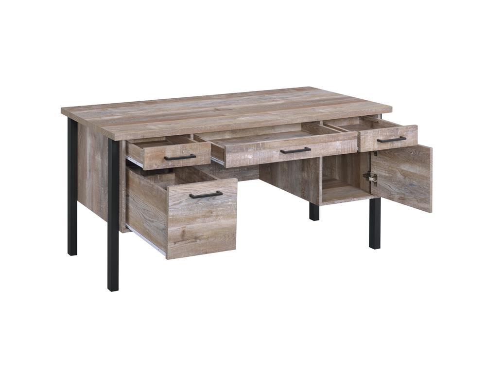Samson 4-drawer Office Desk Weathered Oak - Luxury Home Furniture (MI)