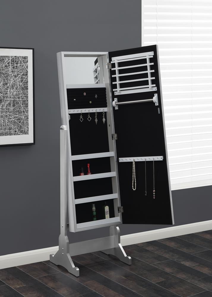 Moore Jewelry Cheval Mirror Silver - Luxury Home Furniture (MI)