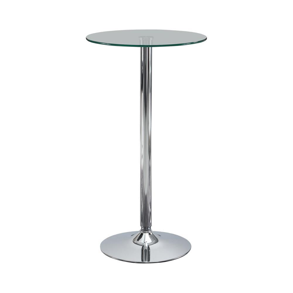 Abiline Glass Top Round Bar Table Chrome - Luxury Home Furniture (MI)