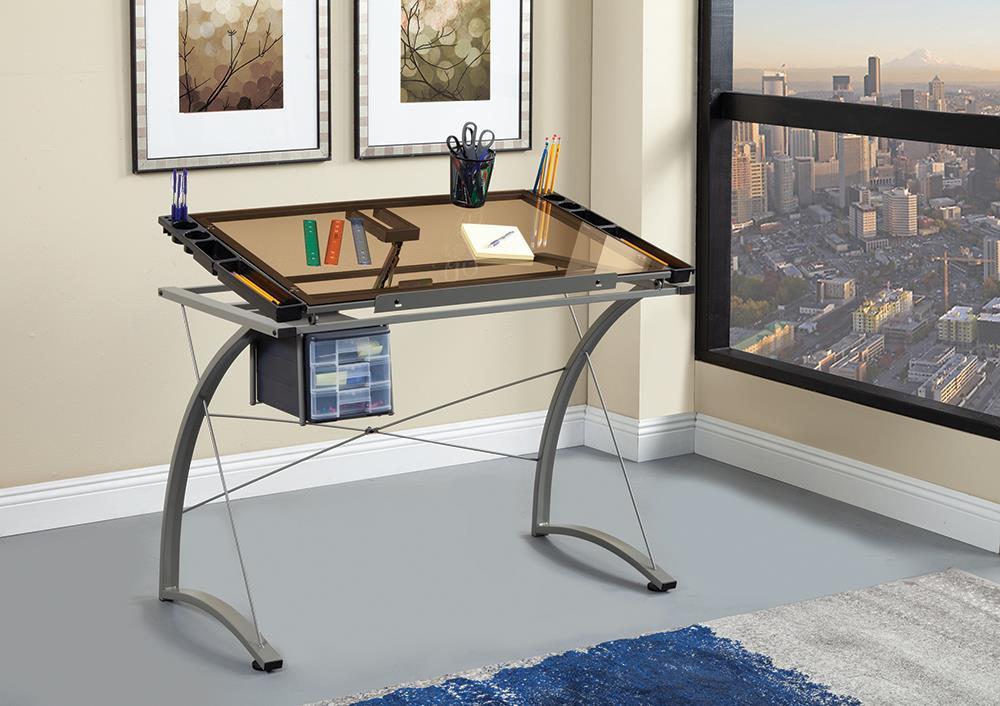 Melo 3-Drawer Drafting Desk Champagne - Luxury Home Furniture (MI)