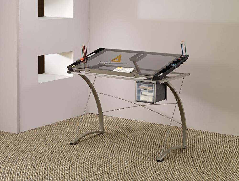 Melo 3-Drawer Drafting Desk Champagne - Luxury Home Furniture (MI)