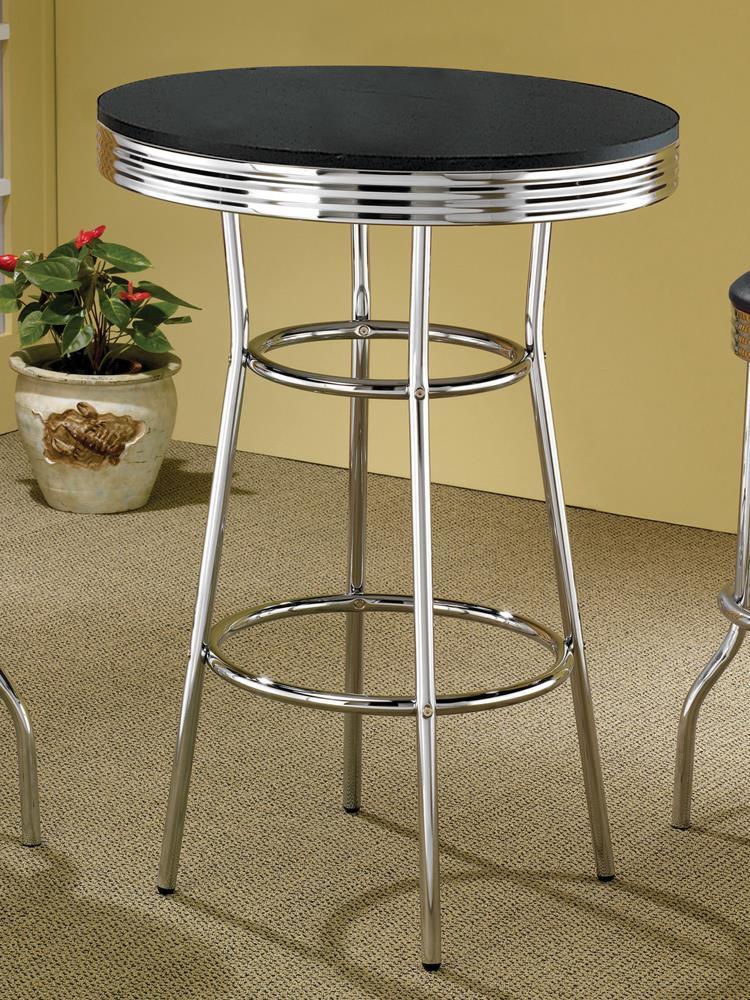 Theodore Round Bar Table Black and Chrome - Luxury Home Furniture (MI)