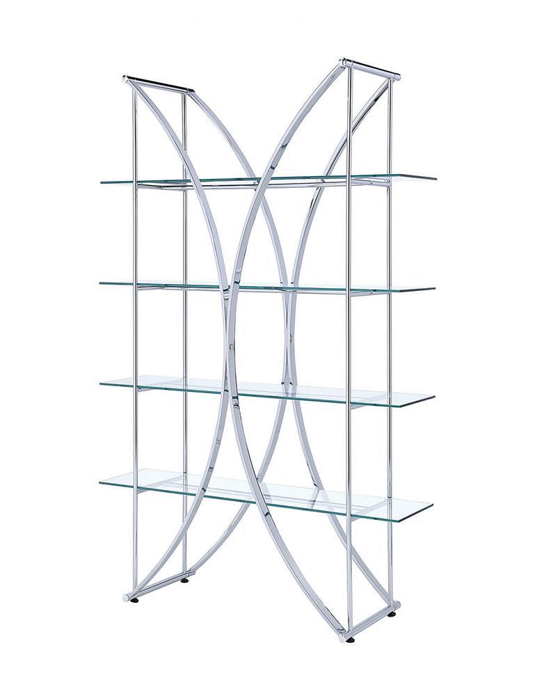 Larson 4-tier Bookcase Chrome and Clear - Luxury Home Furniture (MI)
