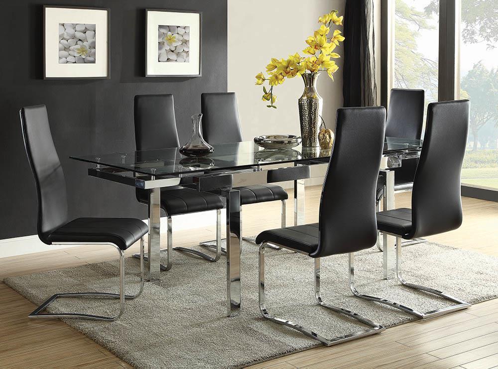 Montclair High Back Dining Chairs Black and Chrome (Set of 4) - Luxury Home Furniture (MI)
