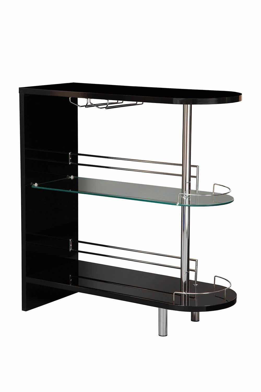 Adolfo 3-tier Bar Table Glossy Black and Clear - Luxury Home Furniture (MI)