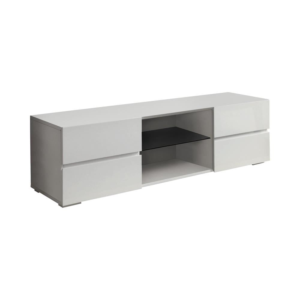 Galvin 4-drawer TV Console Glossy White - Luxury Home Furniture (MI)
