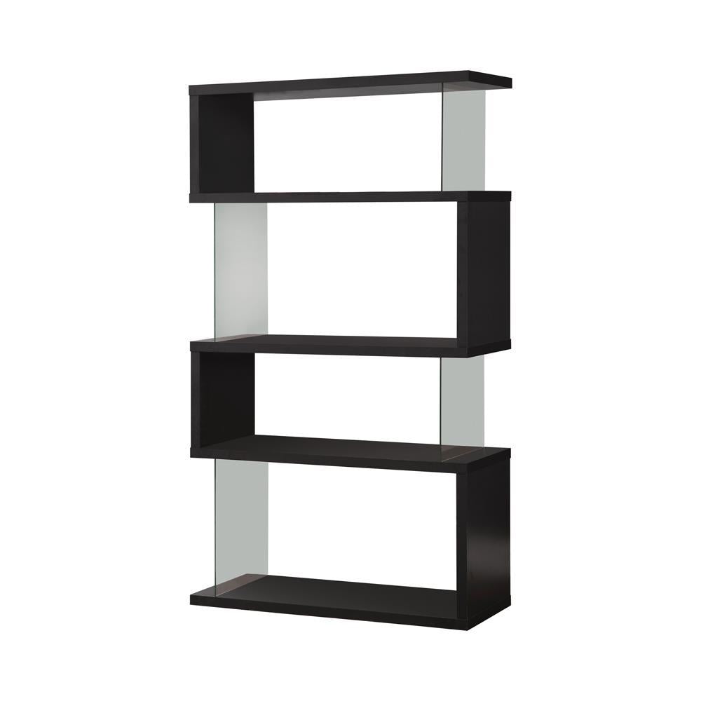 Emelle 4-tier Bookcase Black and Clear - Luxury Home Furniture (MI)