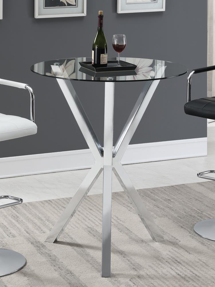 Denali Round Glass Top Bar Table Chrome - Luxury Home Furniture (MI)