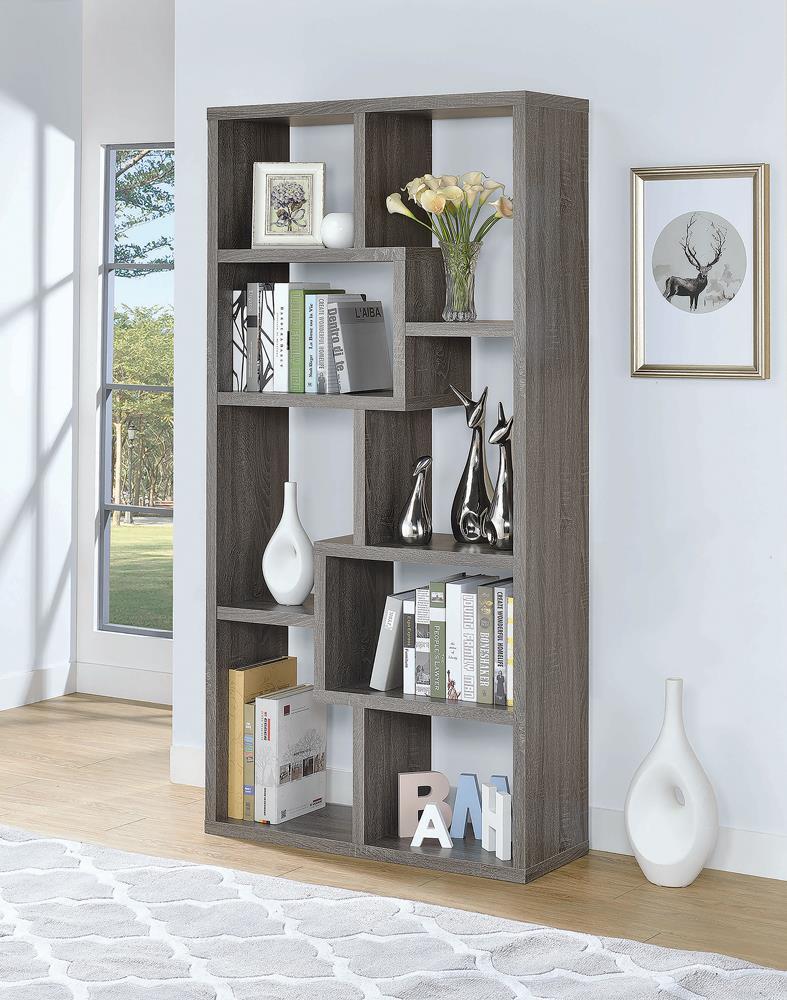 Theo 10-shelf Bookcase Weathered Grey - Luxury Home Furniture (MI)