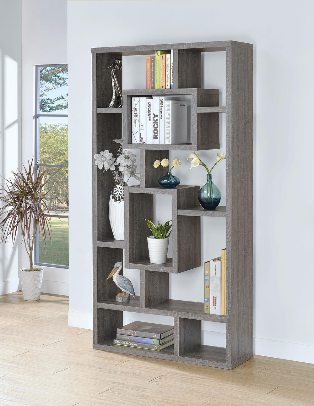 Howie 10-shelf Bookcase Weathered Grey - Luxury Home Furniture (MI)