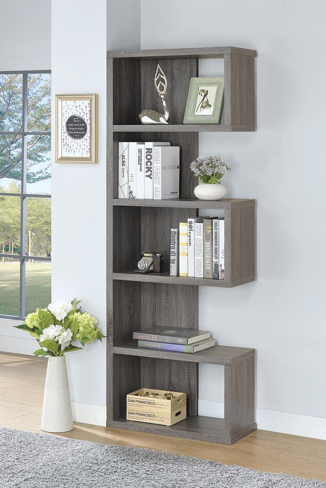 Joey 5-tier Bookcase Weathered Grey - Luxury Home Furniture (MI)