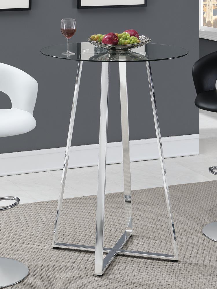 Zanella Glass Top Bar Table Chrome - Luxury Home Furniture (MI)