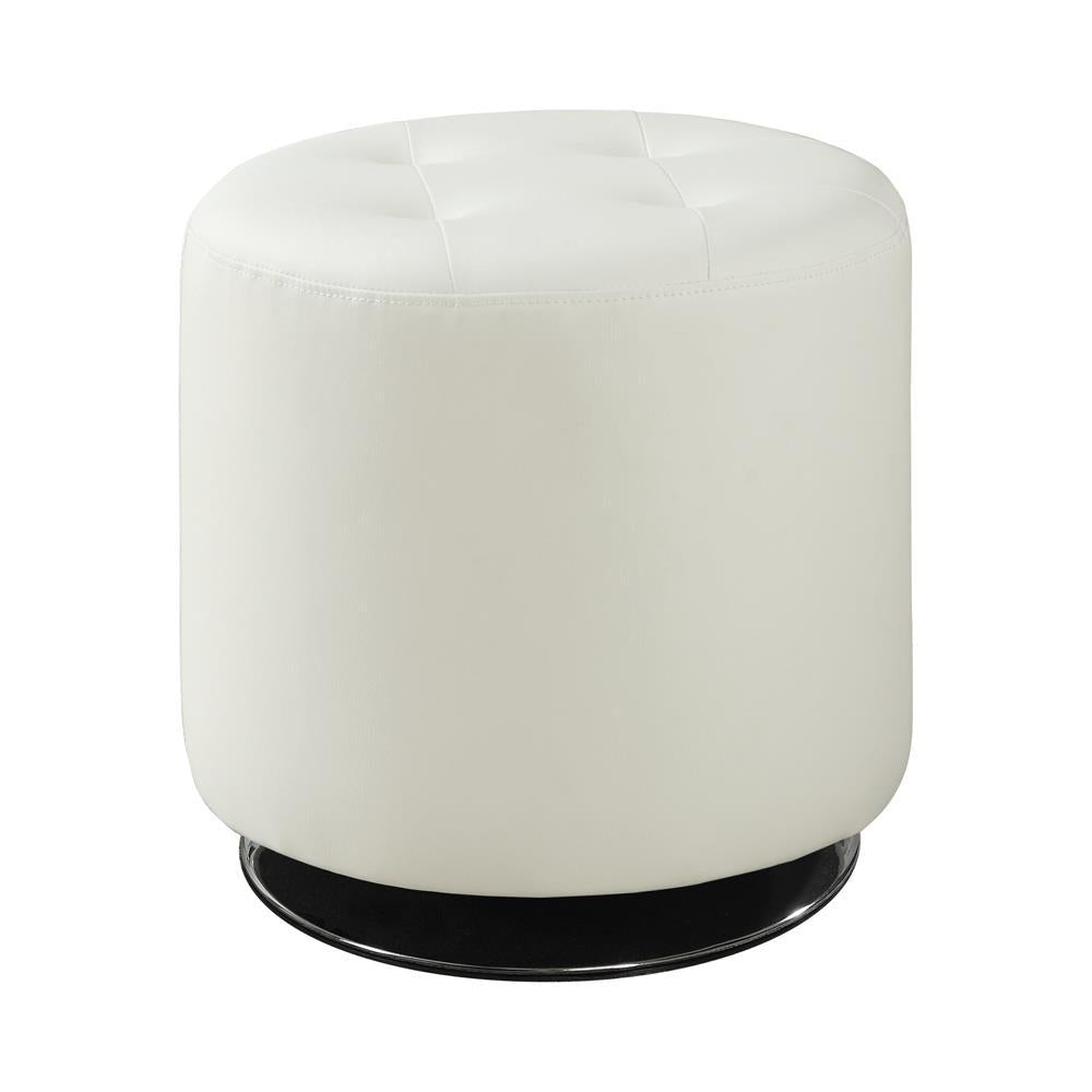 Bowman Round Upholstered Ottoman White - Luxury Home Furniture (MI)