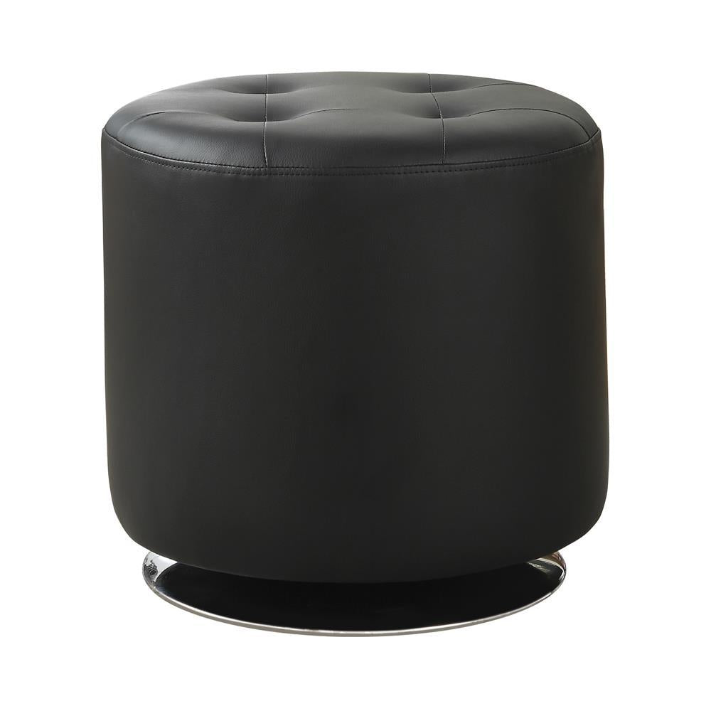 Bowman Round Upholstered Ottoman Black - Luxury Home Furniture (MI)