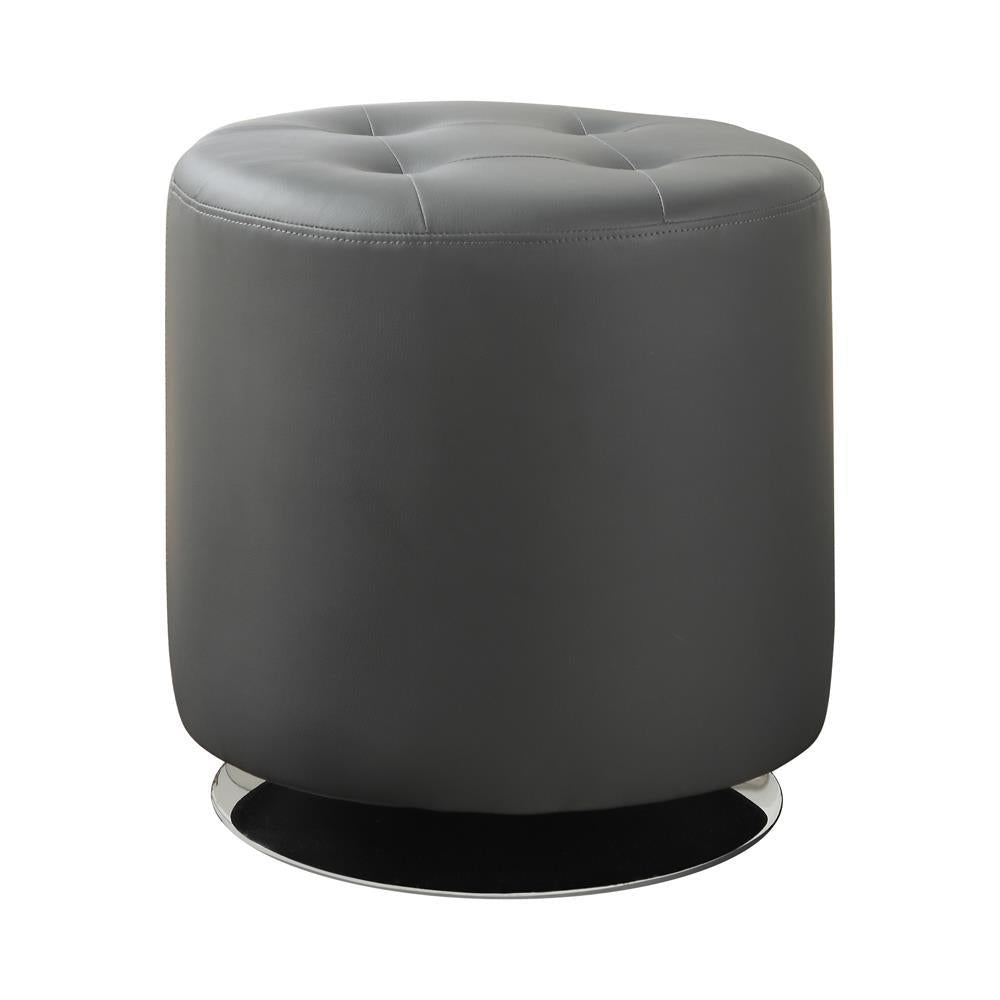 Bowman Round Upholstered Ottoman Grey - Luxury Home Furniture (MI)