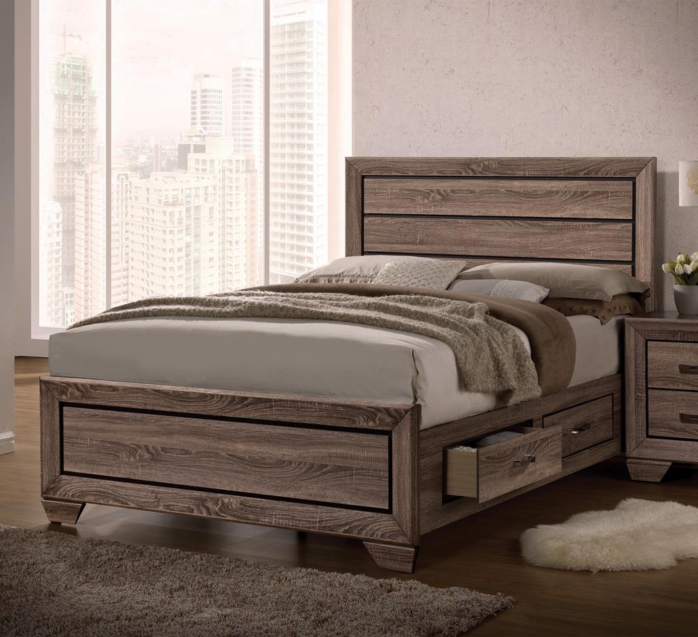 Kauffman California King, E.king, & Queen Panel Bed Washed Taupe - Luxury Home Furniture (MI)