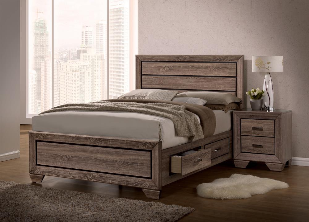 Kauffman California King, Eastren King & Queen Storage Bed Washed Taupe - Luxury Home Furniture (MI)