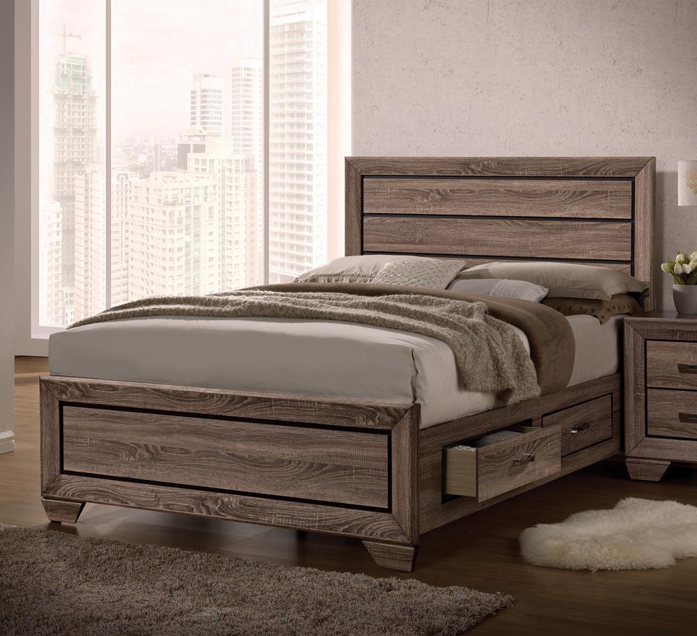 Kauffman California King, E.king, & Queen Panel Bed Washed Taupe - Luxury Home Furniture (MI)