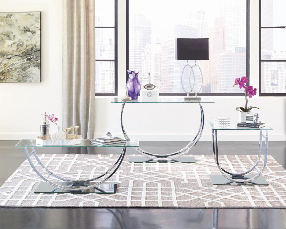 Danville U-shaped End Table Chrome - Luxury Home Furniture (MI)