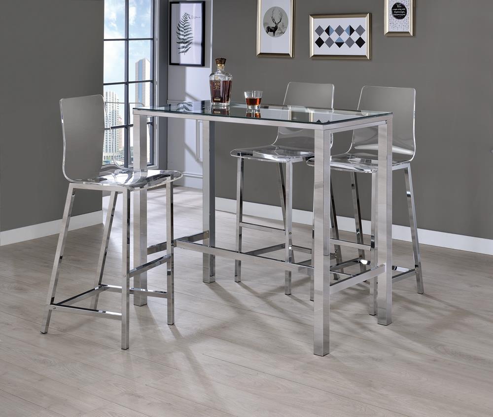 Tolbert Bar Table with Glass Top Chrome - Luxury Home Furniture (MI)