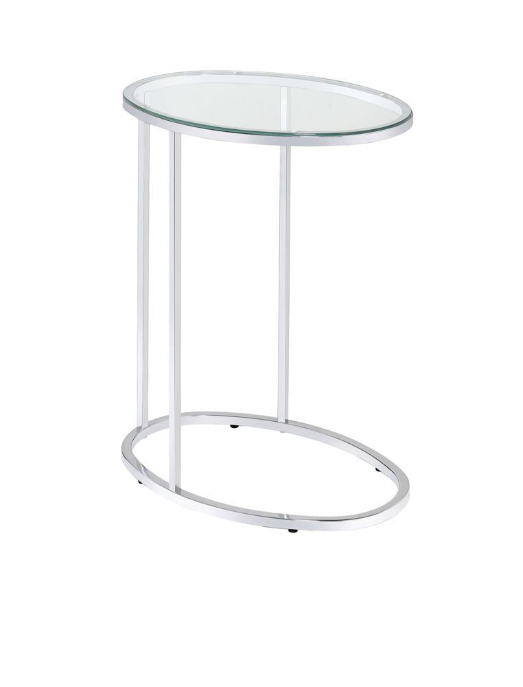 Kyle Oval Snack Table Chrome and Clear - Luxury Home Furniture (MI)