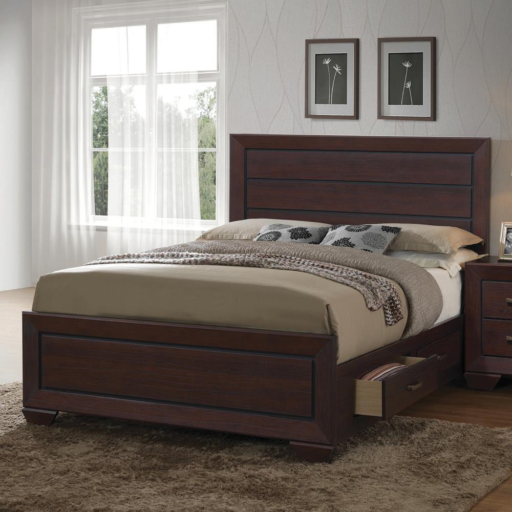 Kauffman California King, Eastren King, & Queen Panel Bed Dark Cocoa - Luxury Home Furniture (MI)