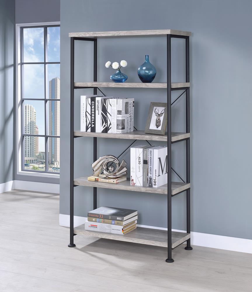 Analiese 4-shelf Open Bookcase Grey Driftwood - Luxury Home Furniture (MI)