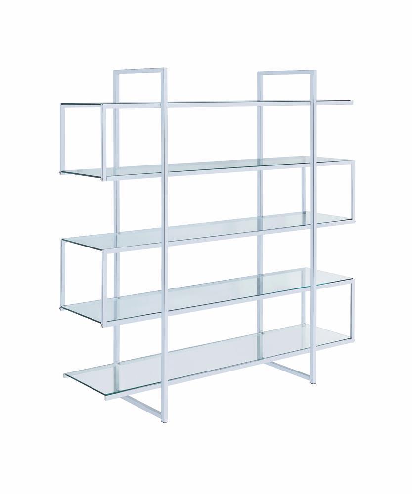 Elmer 5-shelf Bookcase Chrome and Clear - Luxury Home Furniture (MI)