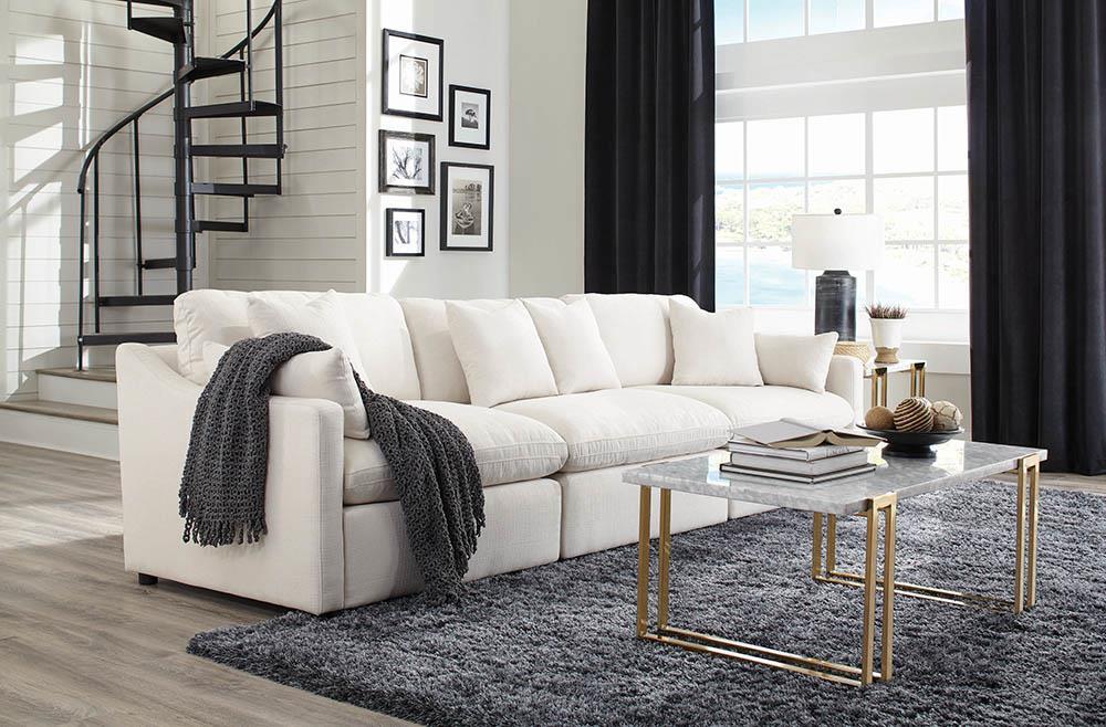 Hobson Cushion Seat Ottoman Off-White - Luxury Home Furniture (MI)