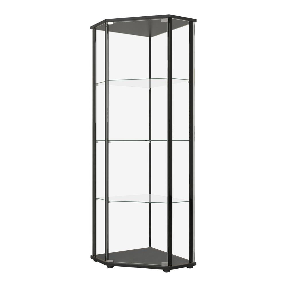 Zenobia Glass Shelf Curio Cabinet Clear and Black - Luxury Home Furniture (MI)