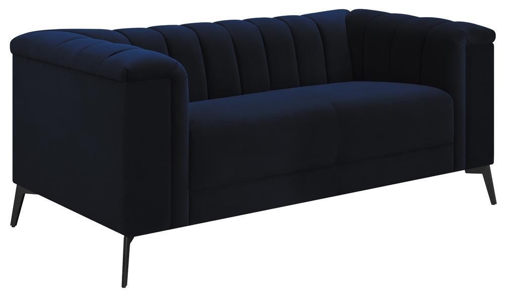 Chalet Tuxedo Arm Loveseat Blue - Luxury Home Furniture (MI)