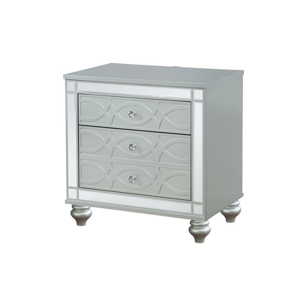 Gunnison 2-drawer Nightstand Silver Metallic - Luxury Home Furniture (MI)