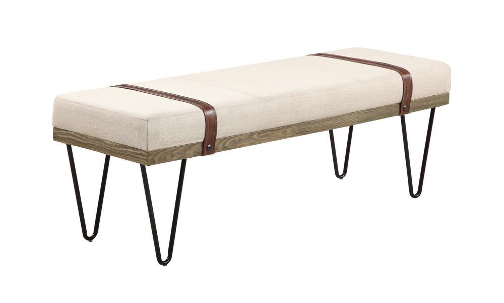 Austin Upholstered Bench Beige and Black - Luxury Home Furniture (MI)