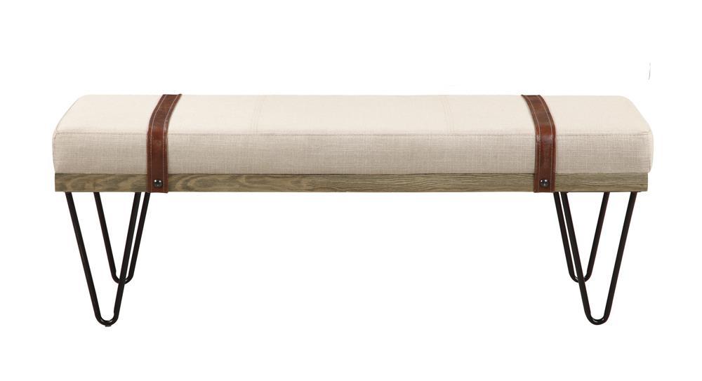 Austin Upholstered Bench Beige and Black - Luxury Home Furniture (MI)