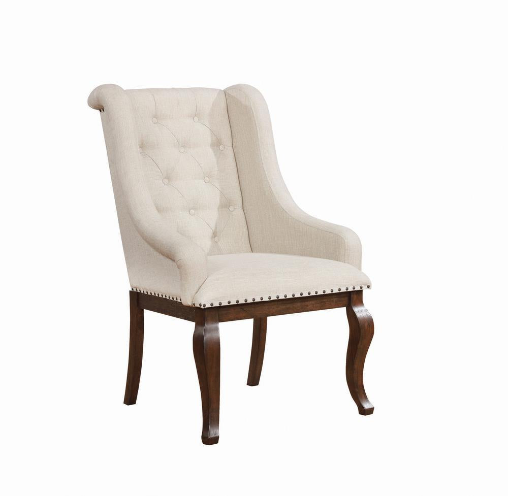 Brockway Tufted Arm Chairs Cream and Antique Java (Set of 2) - Luxury Home Furniture (MI)