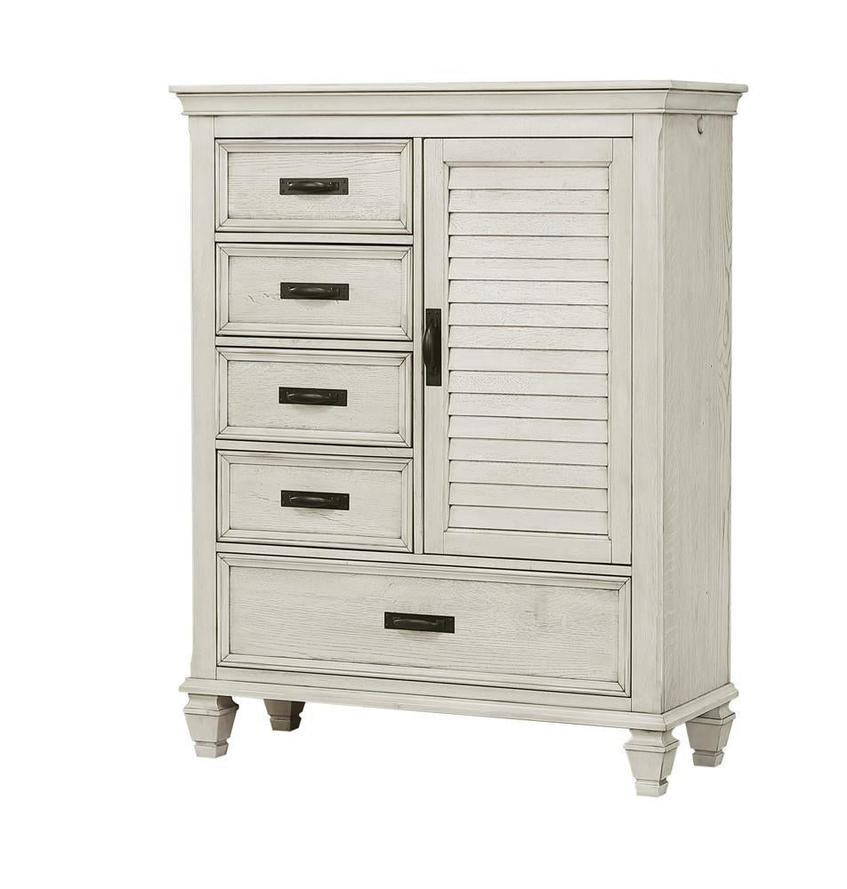 Franco 5-drawer Door Chest Antique White - Luxury Home Furniture (MI)