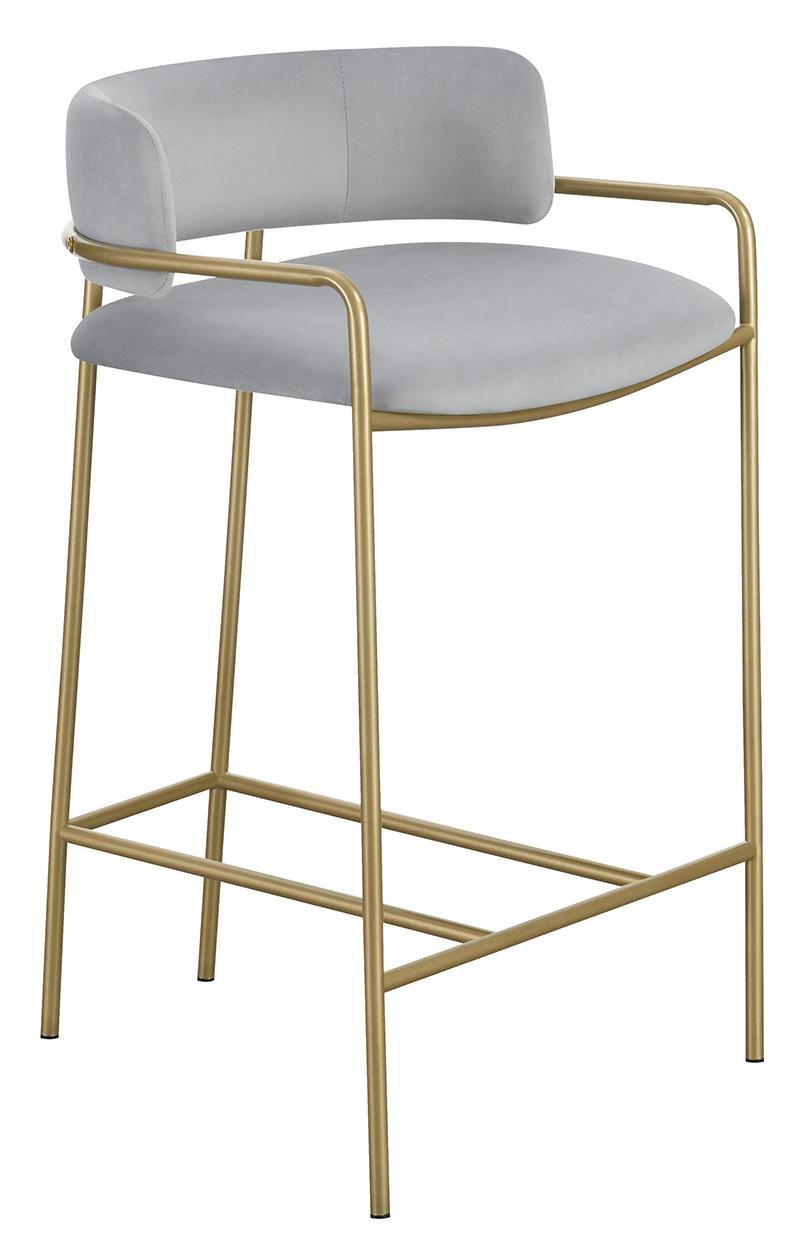 Comstock Upholstered Low Back Stool Grey and Gold - Luxury Home Furniture (MI)
