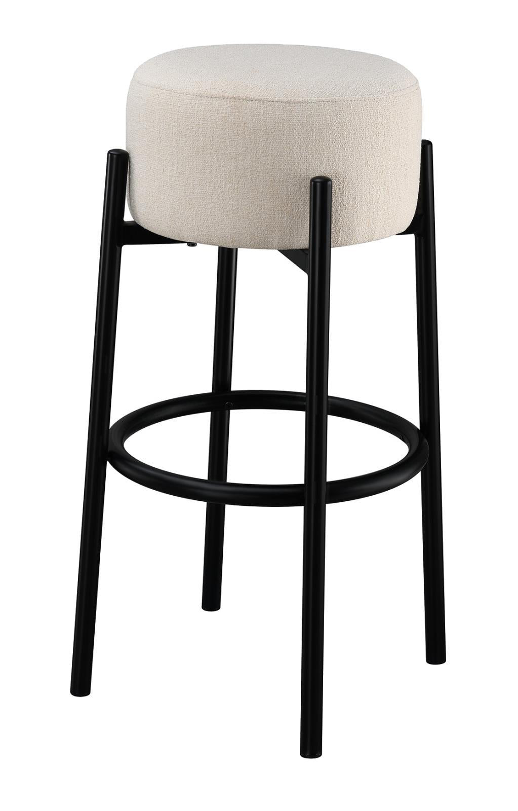 Leonard Upholstered Backless Round Stools White and Black (Set of 2) - Luxury Home Furniture (MI)