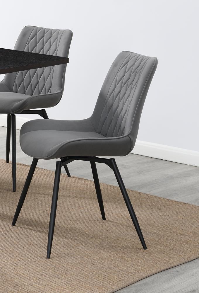 Diggs Upholstered Tufted Swivel Dining Chairs Grey and Gunmetal (Set of 2) - Luxury Home Furniture (MI)