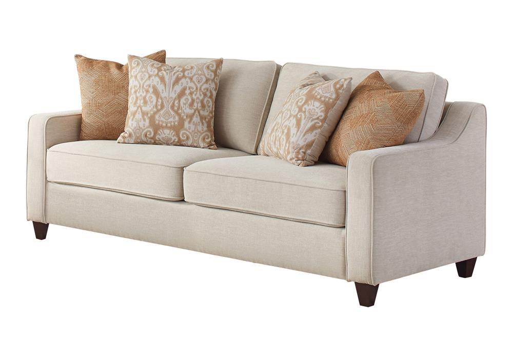 Christine Upholstered Cushion Back Sofa Beige - Luxury Home Furniture (MI)